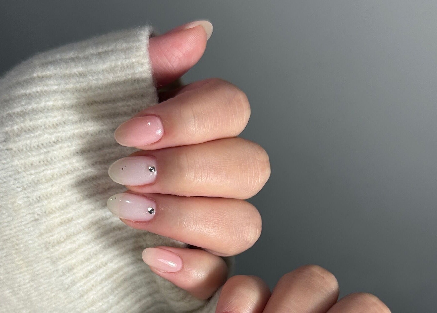 Elegant manicure with rhinestones at Studio April, Melbourne, Victoria, AU. Perfect for any occasion.