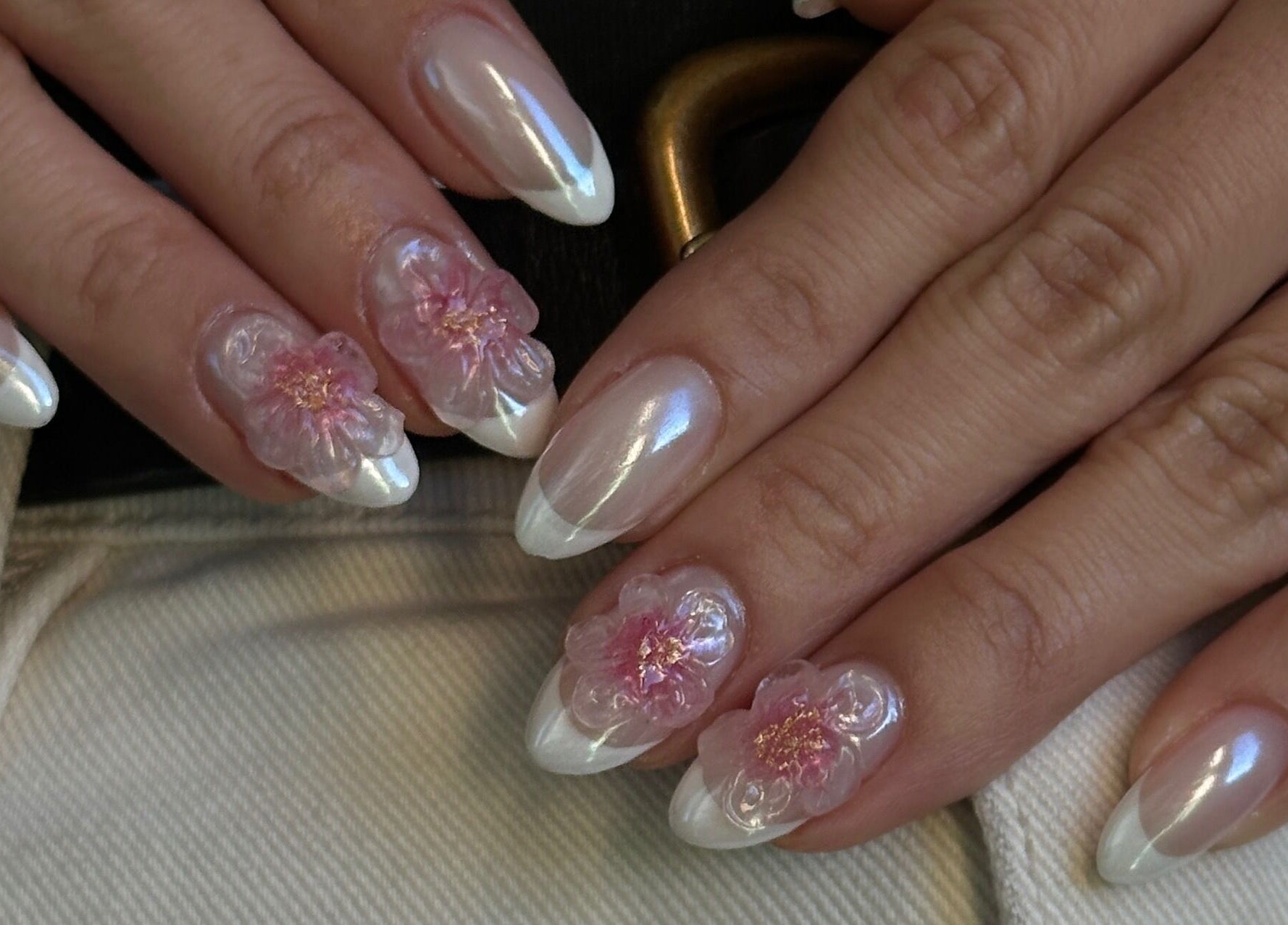 Intricate floral nail art at Studio April in Melbourne, Victoria, AU, showcasing elegant 3D designs.