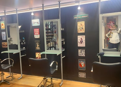 Modern styling stations at The Hair Lounge (The Salon on Princes), Dunedin, Otago Region, NZ.