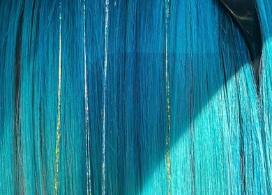 Vibrant blue hair extensions at The Hair Lounge (The Salon on Princes), Dunedin, Otago Region, NZ.