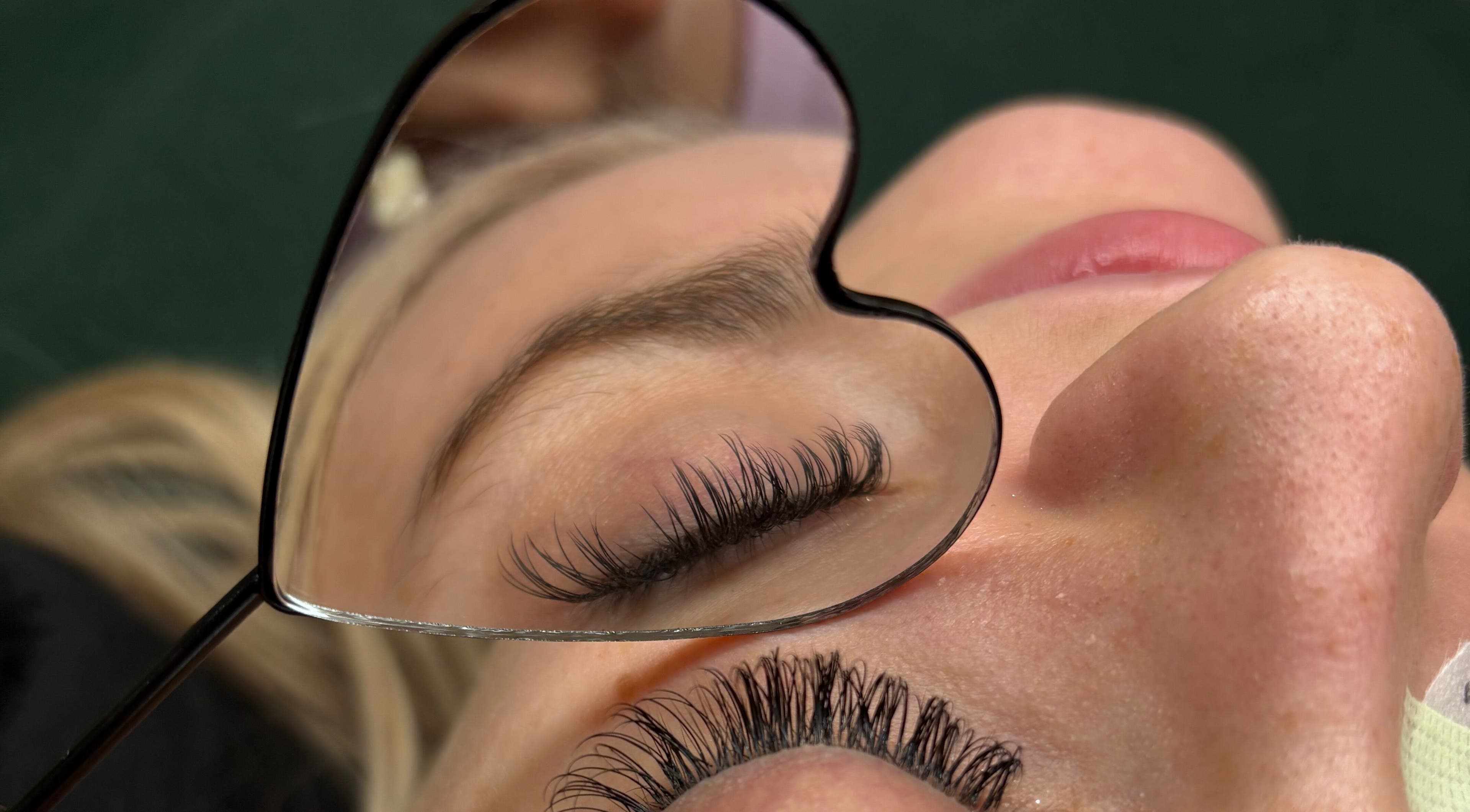 Close-up of lash extension reflection at lishas_lashes, Londonderry, Northern Ireland, GB.