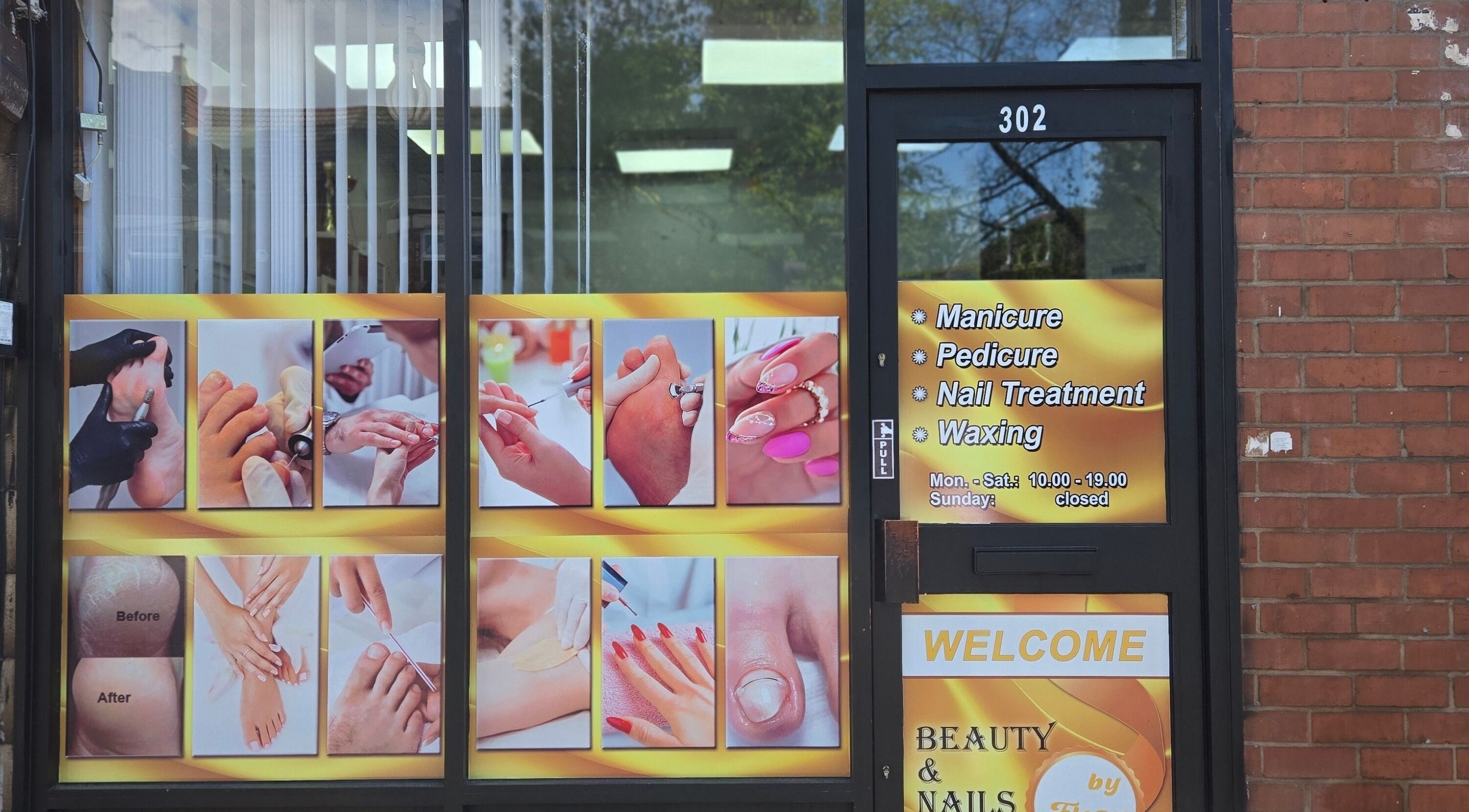 Front view of Beauty&Nails By Flory in Coventry, England, showcasing services like manicure and pedicure.