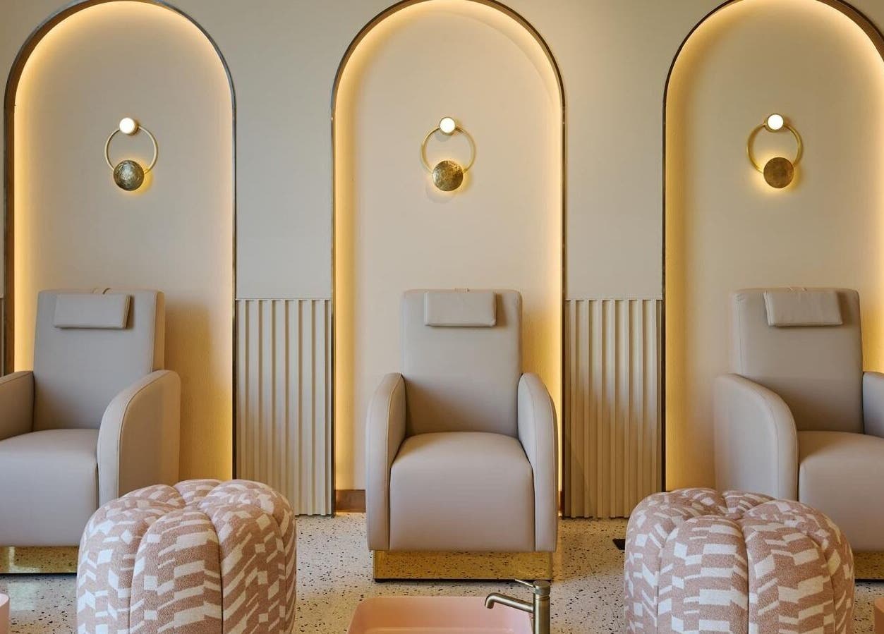 Luxurious nail salon chairs at Illustrated Nails at The Muse Boutique Hotel, Lusail, Al Daayen Municipality, QA.
