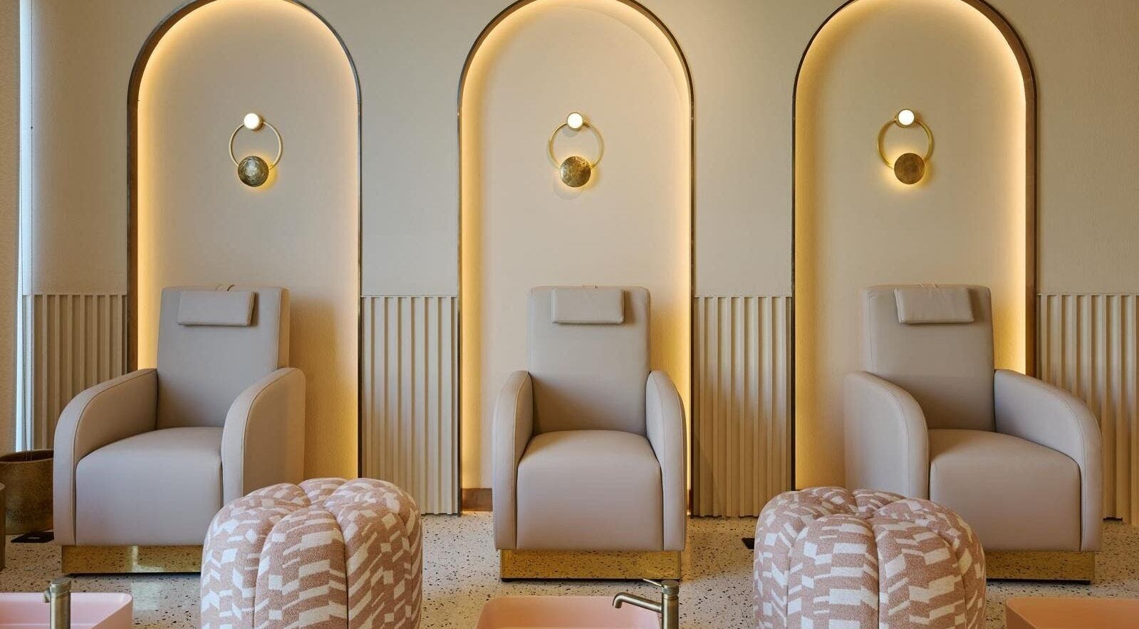 Luxurious nail salon chairs at Illustrated Nails at The Muse Boutique Hotel, Lusail, Al Daayen Municipality, QA.