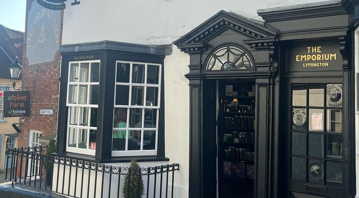 Exterior of Jack & the Wolfe, Lymington, England, GB, showcasing its elegant architecture and inviting entrance.