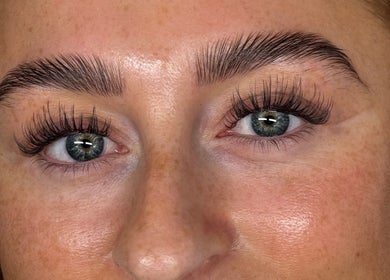 Close-up of expertly styled eyelashes at Lashes By Lauren, Birmingham, England, GB.