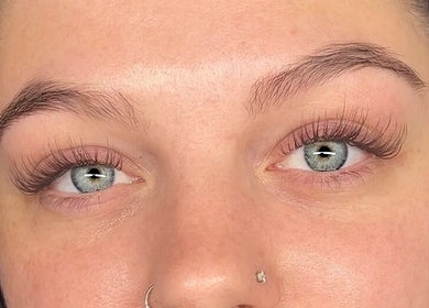 Close-up of elegant eyelash extensions by Lashes By Lauren in Birmingham, England, GB.