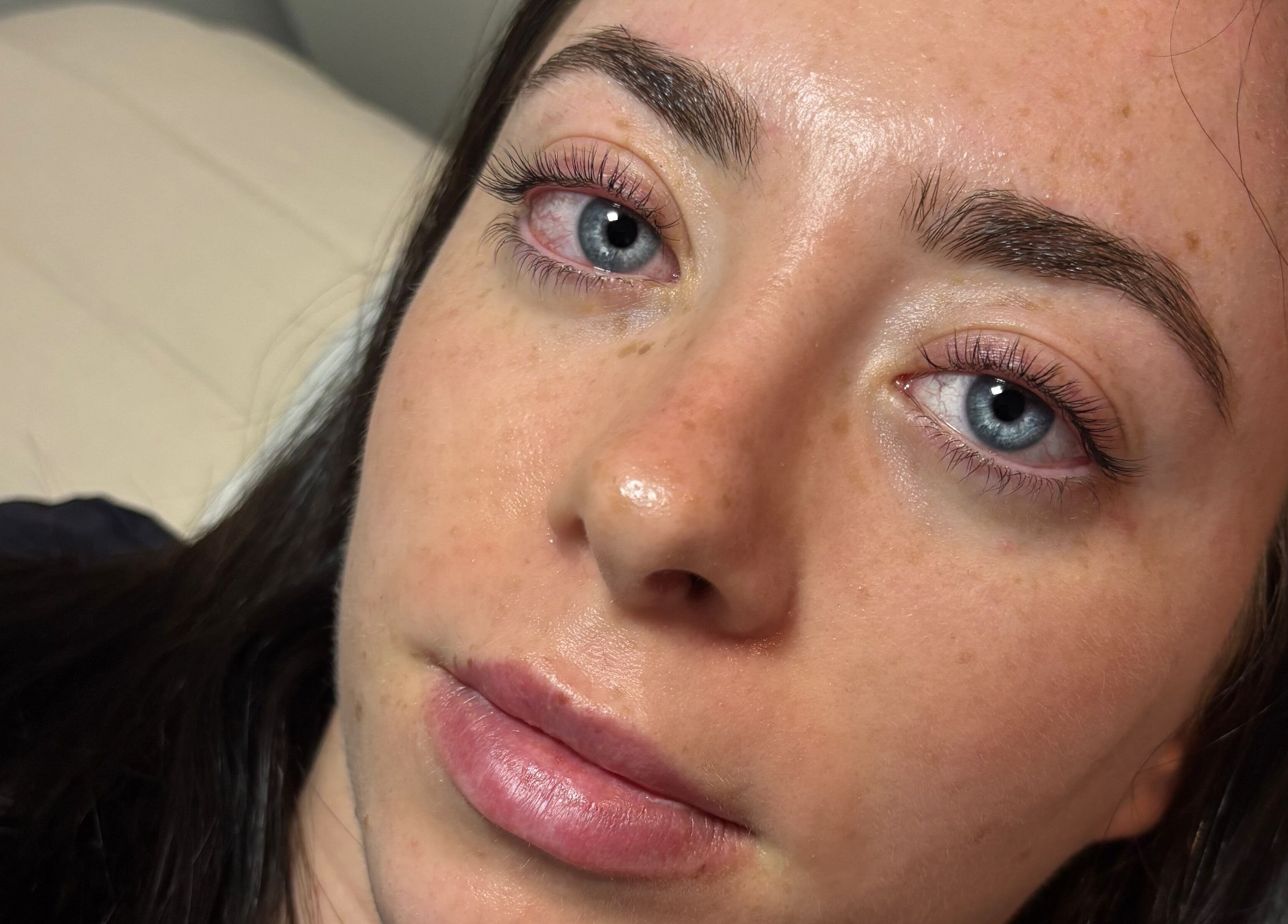 Close-up of woman's lashes at Lashes By Lauren in Birmingham, England, GB showcasing expert beauty treatment.