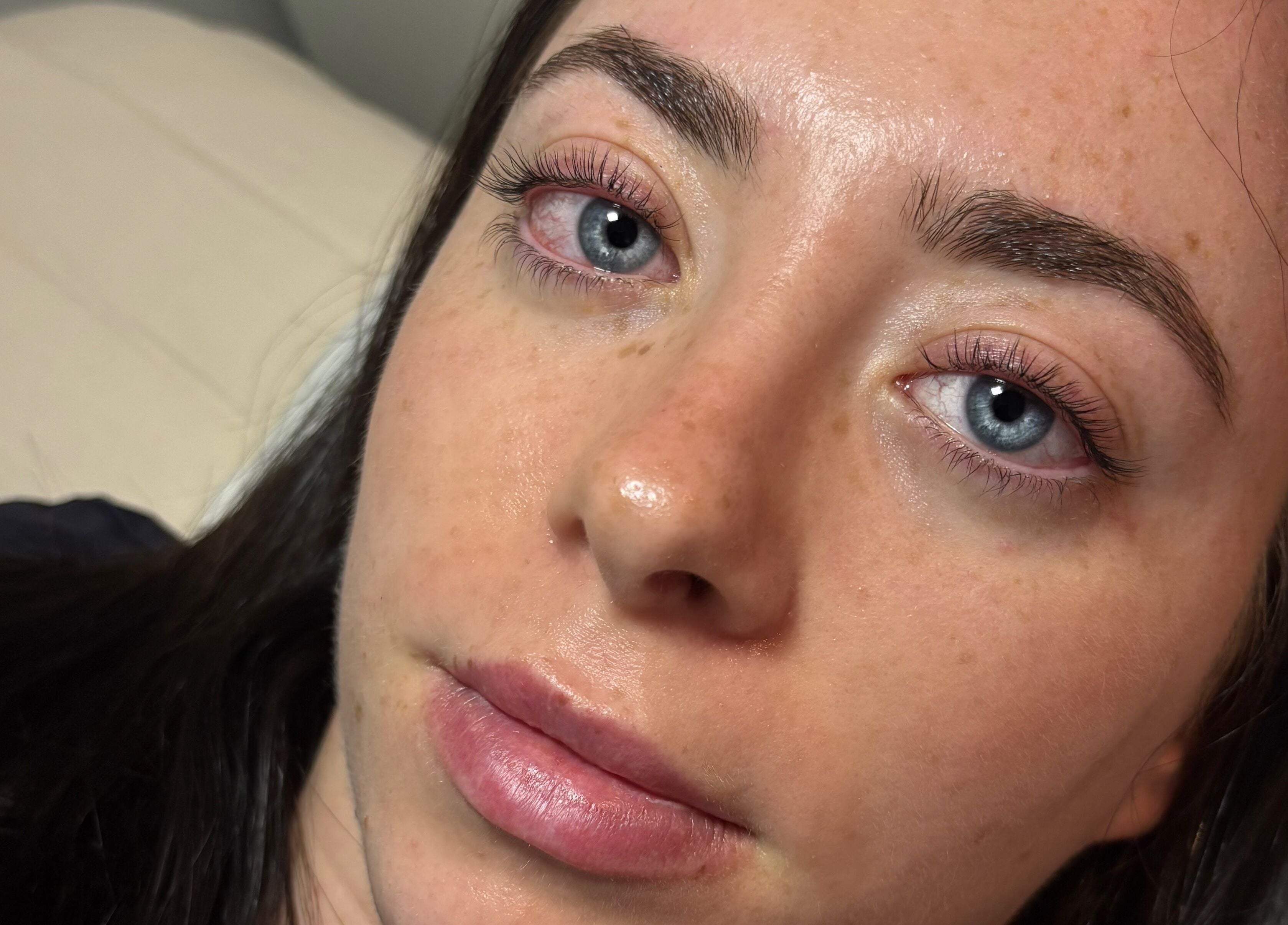 Close-up of woman's lashes at Lashes By Lauren in Birmingham, England, GB showcasing expert beauty treatment.