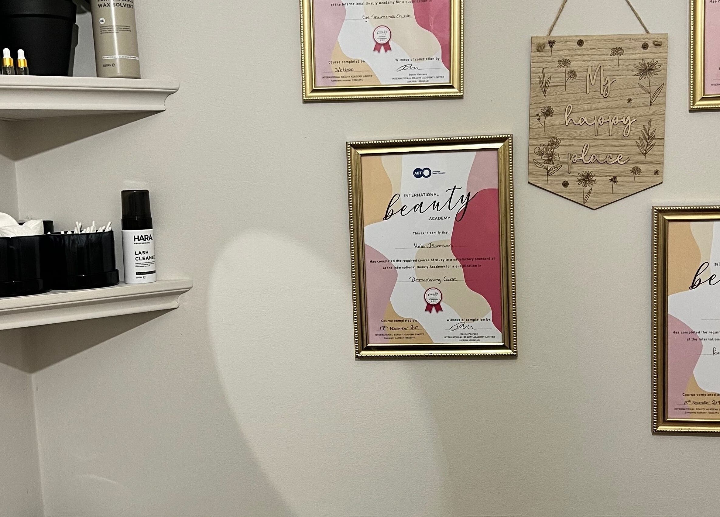 Awards and beauty products at Freedom Beauty Co by Helen Isaacson, Houghton Le Spring, England, GB.