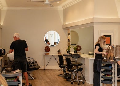 Stylish interior of David Masters Salon - St Margarets in Twickenham, England, GB, showcasing its modern design.
