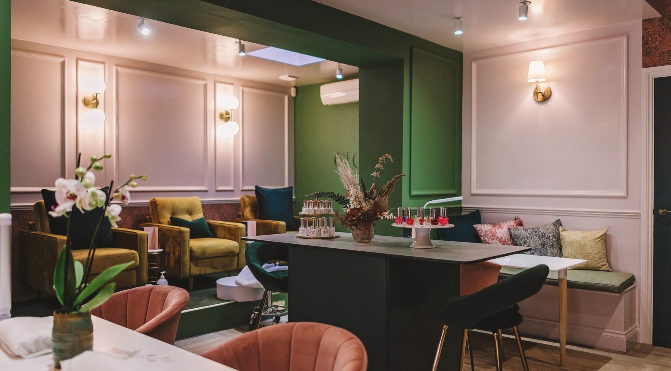 Chic interior of Cecily Marlow, Marlow, England, GB, featuring luxurious seating and elegant decor.