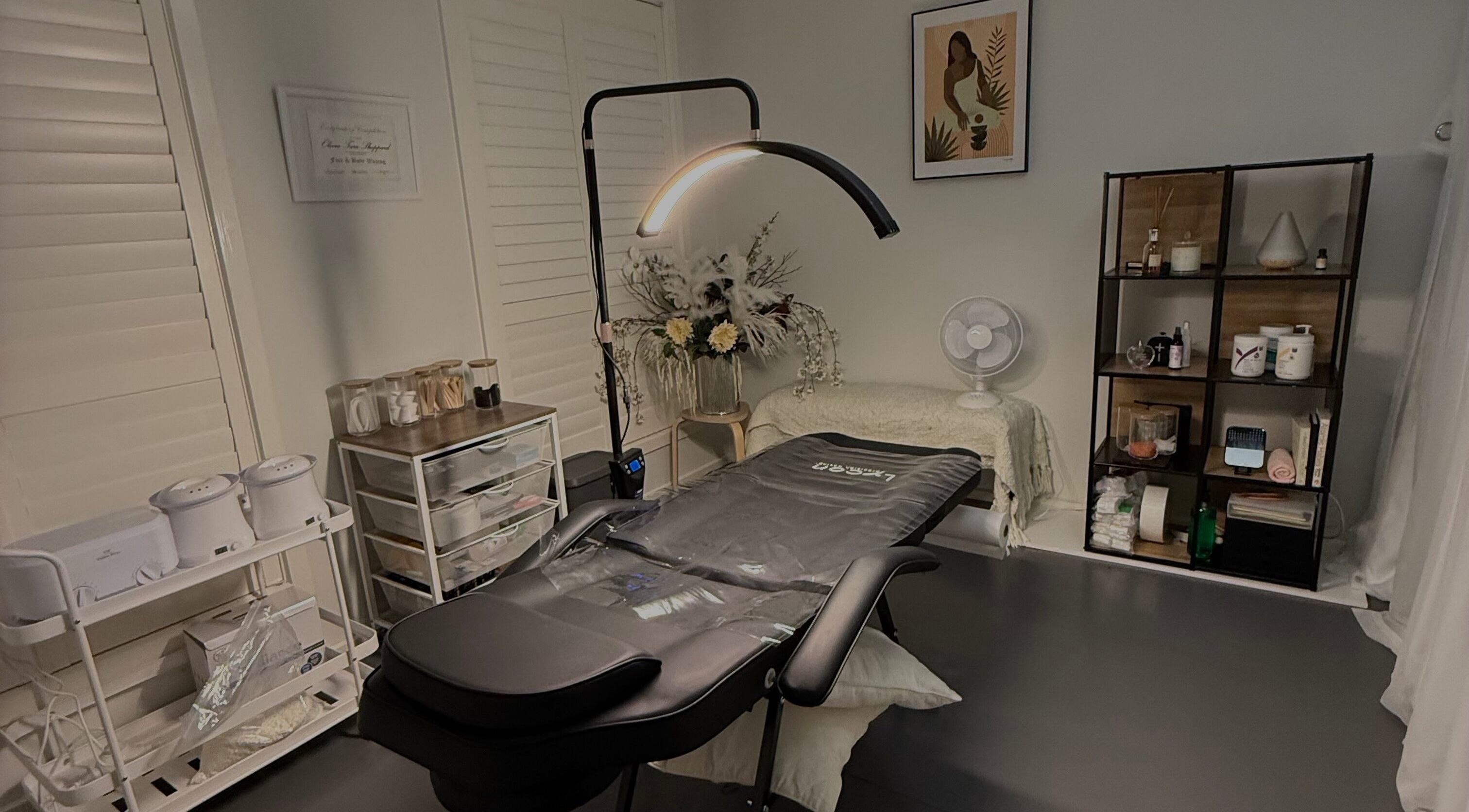 Cozy treatment room at The Comfort Room, Campbelltown, New South Wales, AU with elegant decor.