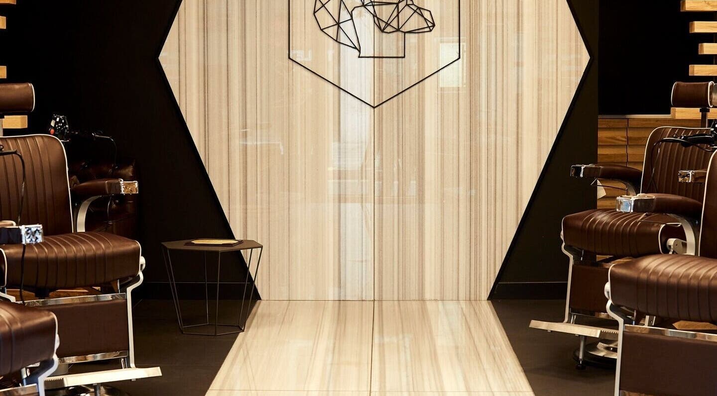 Luxury barber chairs at ADAM Grooming Atelier - Liverpool Street, London, England, GB.