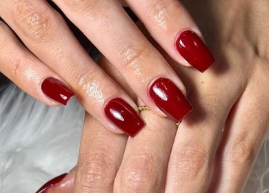Elegant red manicure at Hair Beauty. YR, Port of Spain, Port of Spain Corporation, TT.