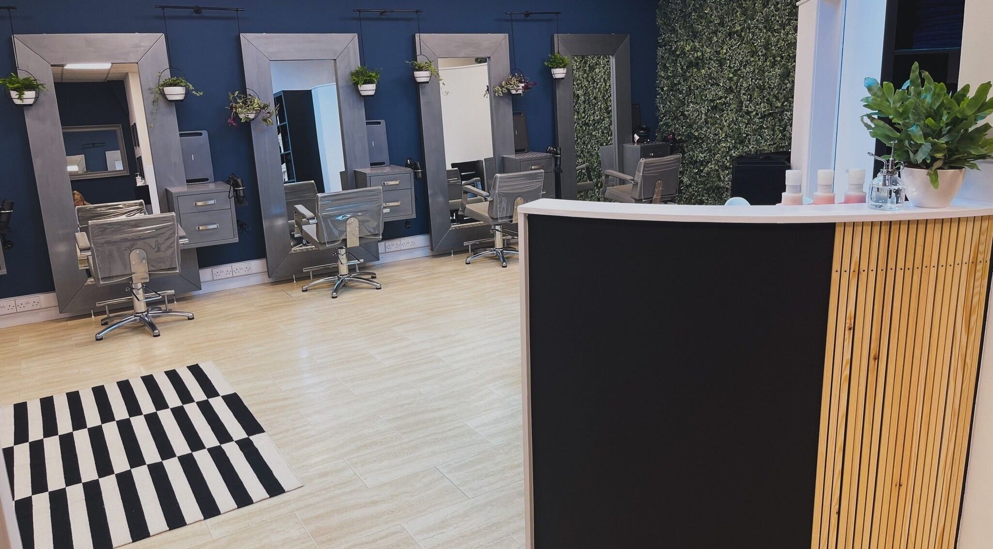 Modern Hair Salon Near Me UK in Doncaster, England, GB showcasing stylish chairs and sleek decor.