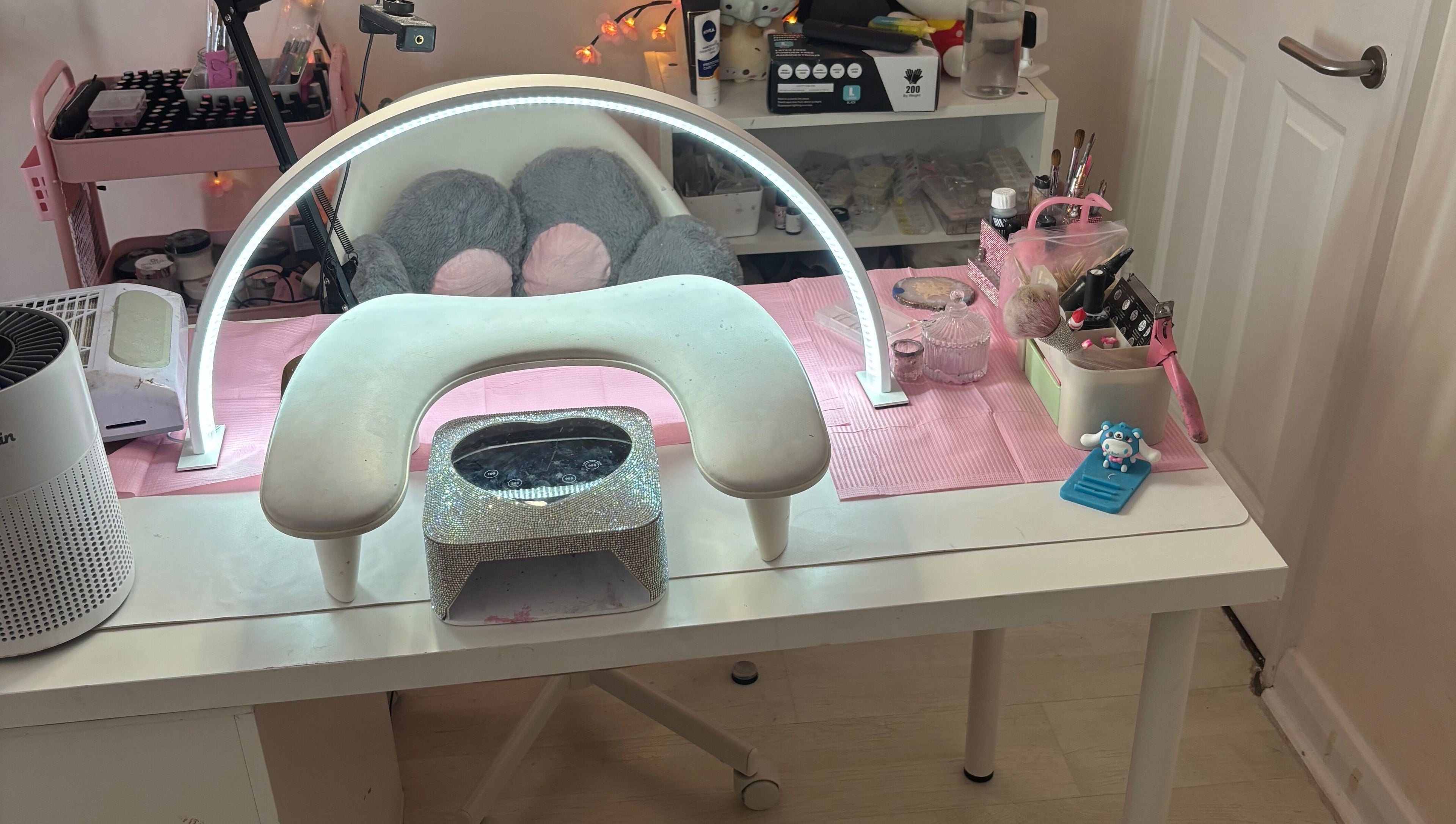 Luxurious nail station at Certified Lover Nails, Mitcham, England, GB with plush seating and modern decor.