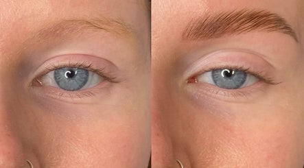 Eyebrow transformation at Be You Beauty Hub in Vienna, Virginia, US, showcasing before and after results.