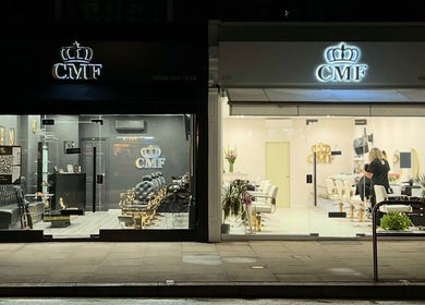 Exterior view of Cmf Hairdressing W6 in London Chiswick, England, GB with chic and modern design.