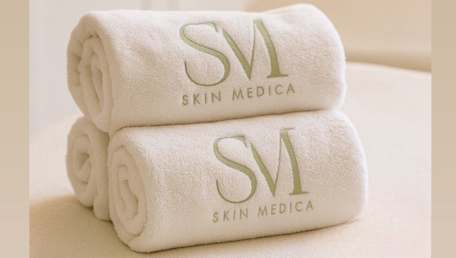 Stacked Skin Medica towels in Smethwick, England, GB spa create a luxurious ambiance.