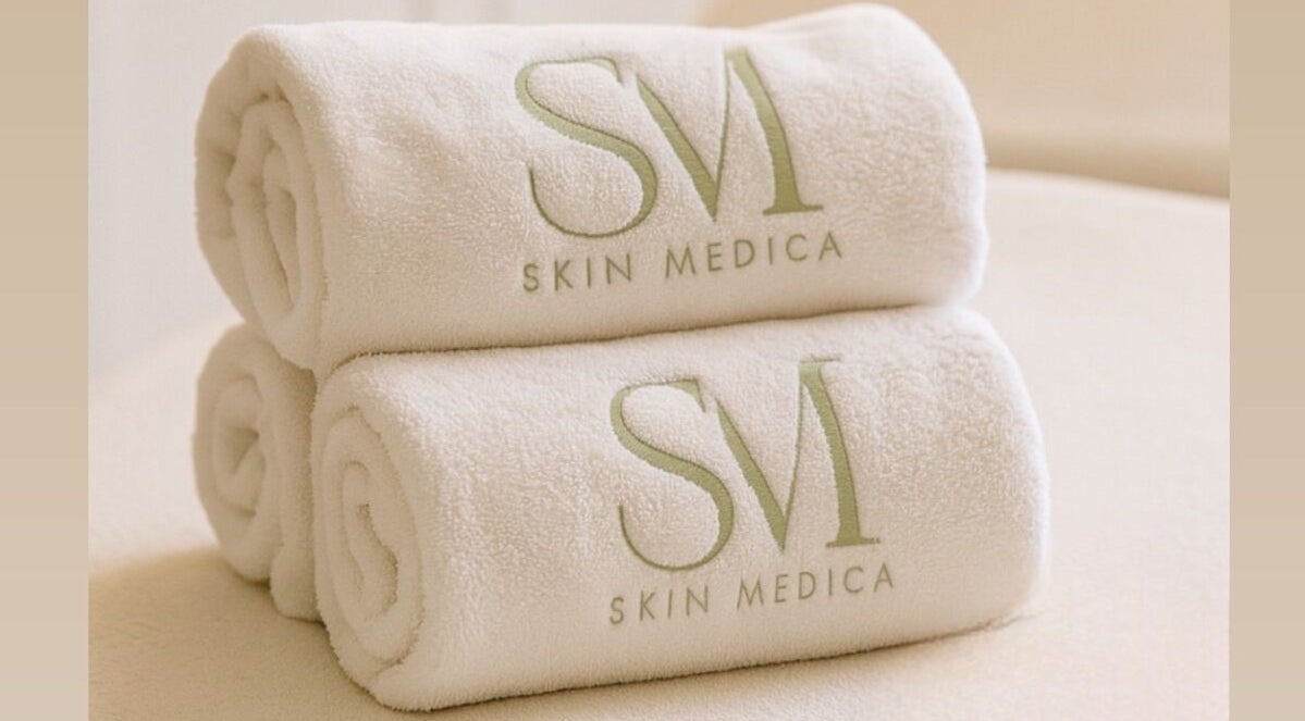 Stacked Skin Medica towels in Smethwick, England, GB spa create a luxurious ambiance.