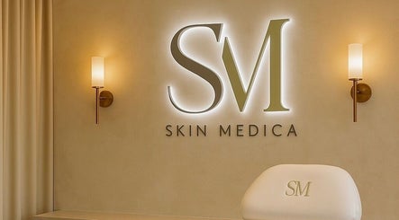 Elegant skin treatment room at Skin Medica, Smethwick, England, GB featuring subtle lighting.