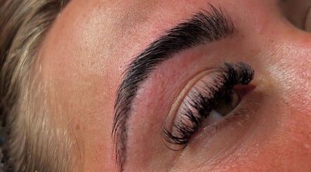Close-up of expertly shaped brows and lashes at A.S.K BEAUTY, Hayle, England, GB.
