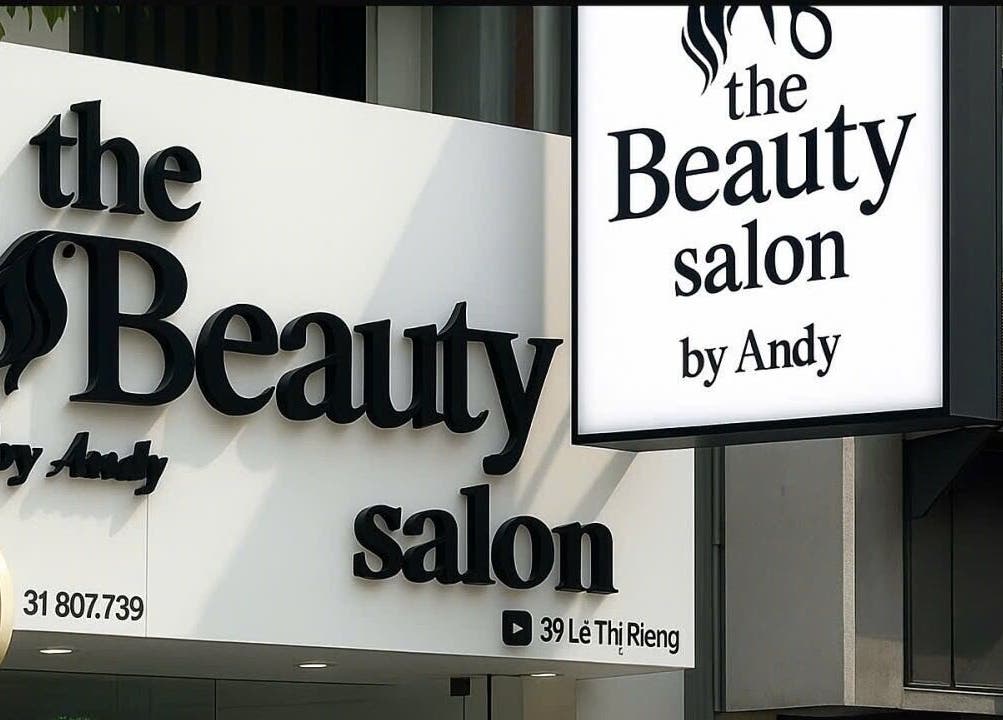 Stylish exterior signage of The Beauty Salon By Andy located in Hồ Chí Minh, Hồ Chí Minh, VN.
