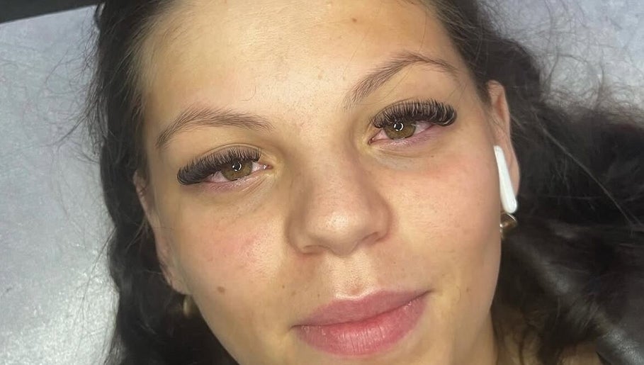 Eyelash extensions by By.Scarletleighx in Birmingham, England, GB. Close-up of long, voluminous lashes.