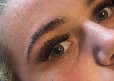Close-up of eyelash extensions by By.Scarletleighx in Birmingham, England, GB showcasing volume and detail.