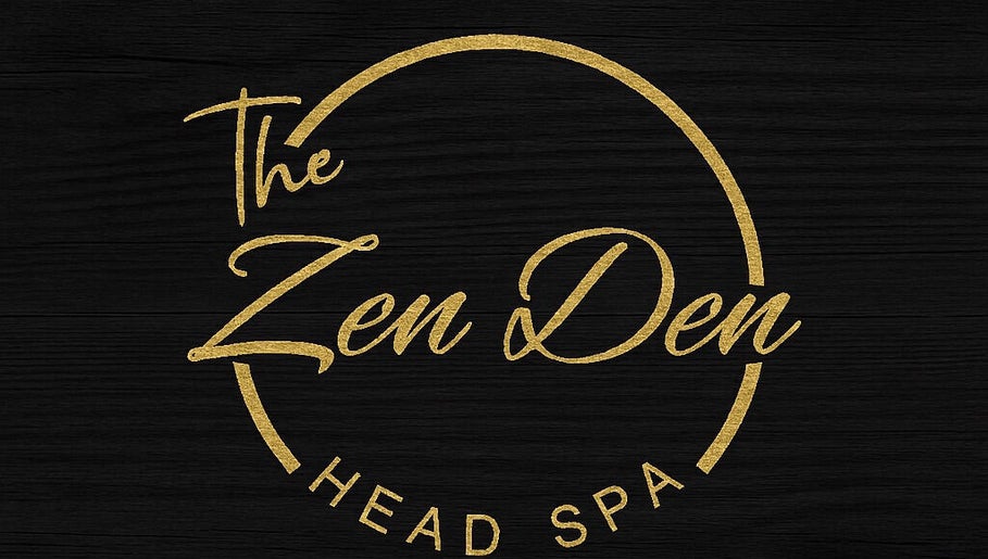 Elegant logo of the Zen Den Headspa in Roseau, Saint George Parish, DM, featuring gold script on black.