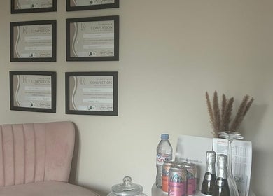 Certificates and refreshments at James Aesthetics, Northampton, England, GB enhancing client experience.