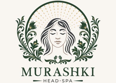 Logo von Murashki Head Spa, Mannheim, Baden-Württemberg, DE, zeigt eine entspannte Frau inmitten von floralen Designs.