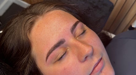 Close-up of expertly shaped eyebrows at Serenity Beauty Studio, Ashton-in-Makerfield, England, GB.