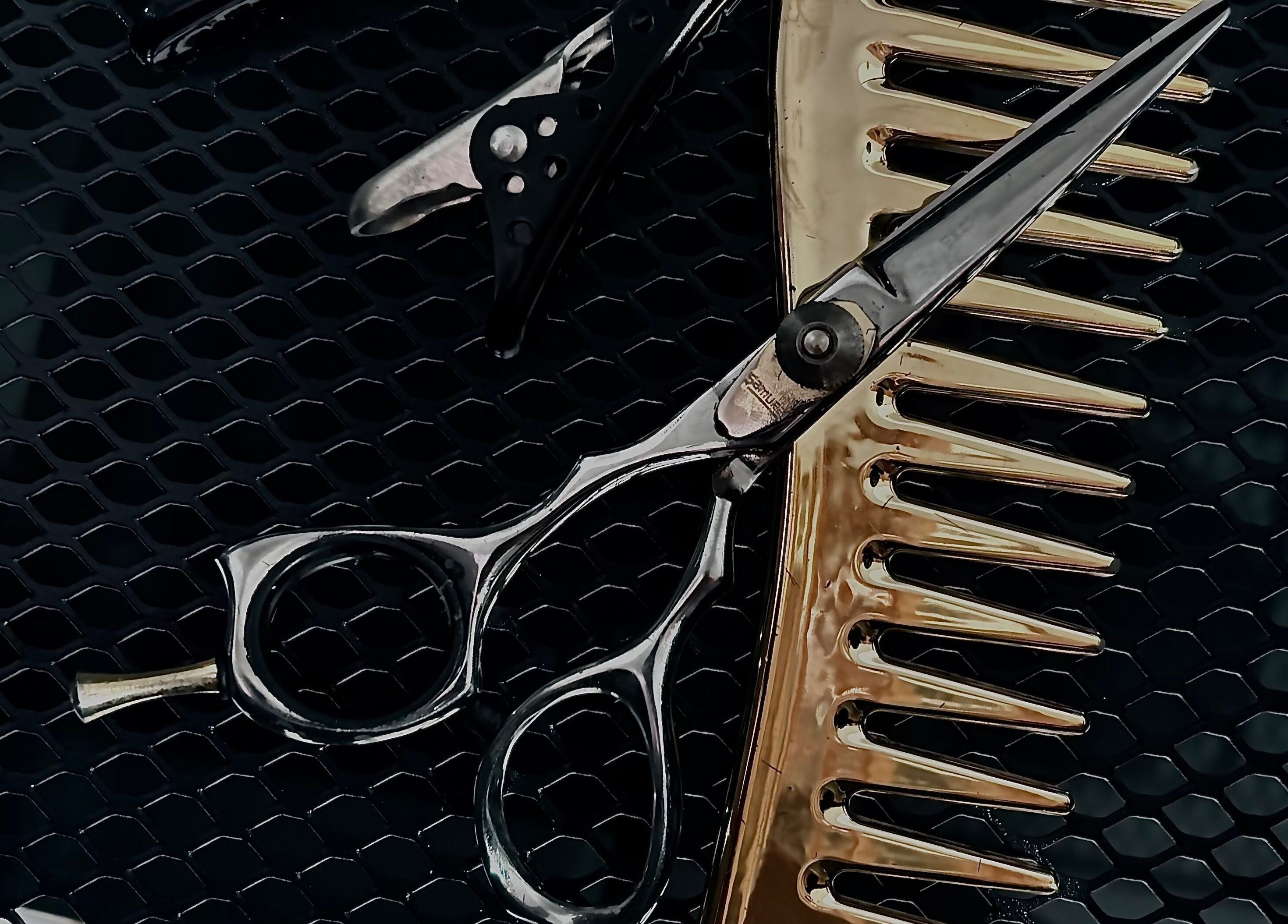 Elegant scissors with a comb at Simply, Gabriella, Newcastle, New South Wales, AU.