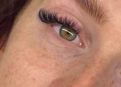 Close-up of lush eyelash extensions at AMP Beauty, Clay Cross, England, GB.