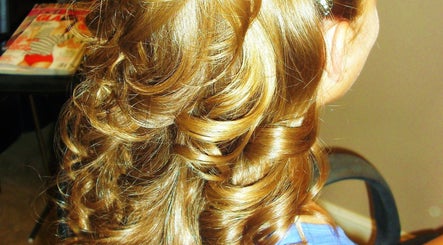 Elegant golden curls styled at Myla @Battle Born Beauty Salon, Topaz Ranch Estates, Nevada, US.