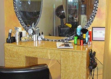 Elegant styling station at Myla @Battle Born Beauty Salon, Topaz Ranch Estates, Nevada, US.