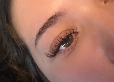 Close-up of meticulously styled lashes at AP Lash Lounge, Manchester, England, GB.