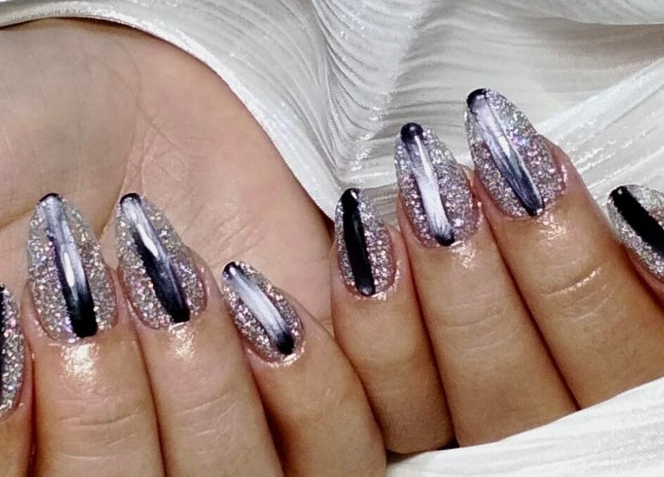 Stunning galaxy-style glitter nails from Le Naile Beauty Studio, Bali, Bali, ID.