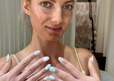 Elegant nail art at Le Naile Beauty Studio, Bali, Bali, ID, showcasing intricate blue designs.