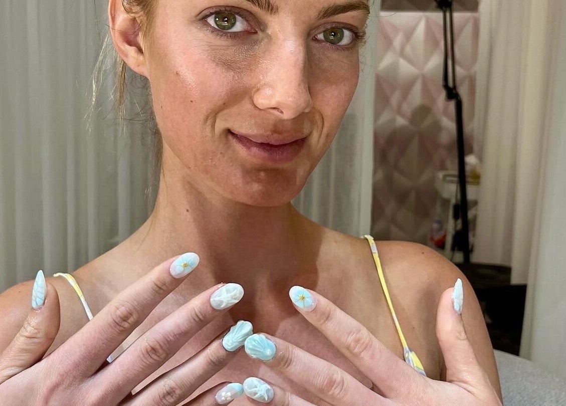 Elegant nail art at Le Naile Beauty Studio, Bali, Bali, ID, showcasing intricate blue designs.