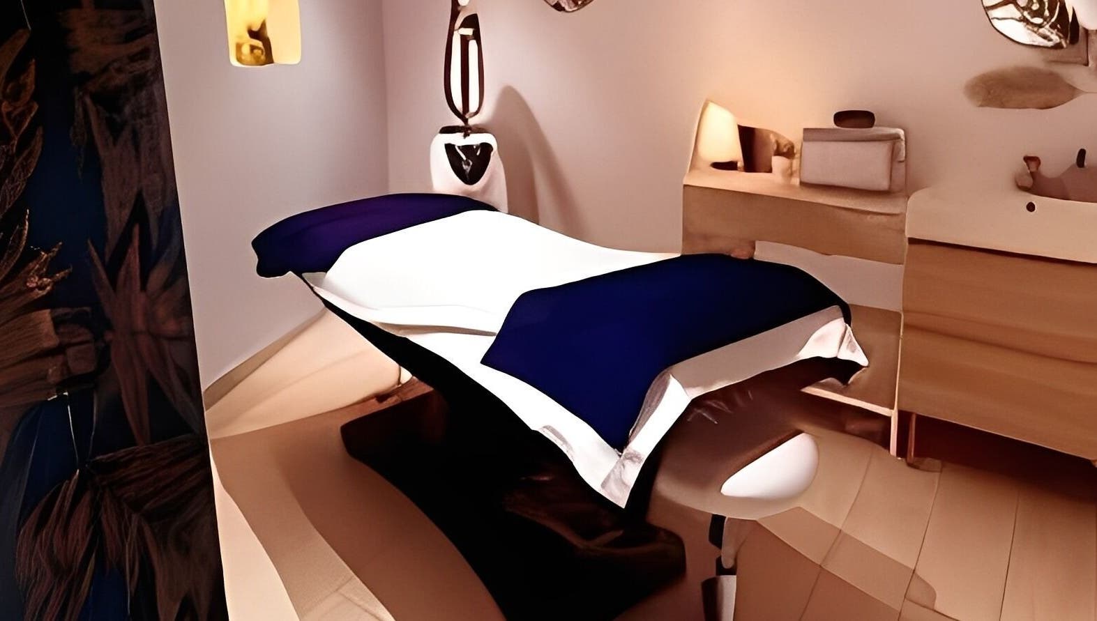 Tranquil treatment room at Centre Thetys Antibes, Antibes, Provence-alpes-côte D'azur, FR with elegant decor.