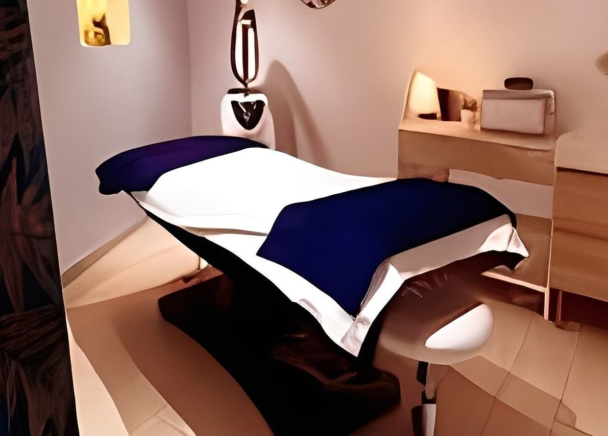 Tranquil treatment room at Centre Thetys Antibes, Antibes, Provence-alpes-côte D'azur, FR with elegant decor.