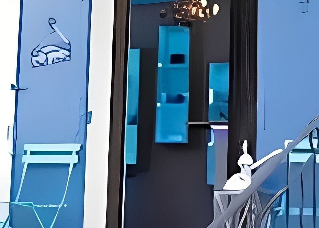 Stylish interior at Centre Thetys Cannes, Le Cannet, Provence-alpes-côte D'azur, FR with modern blue decor.