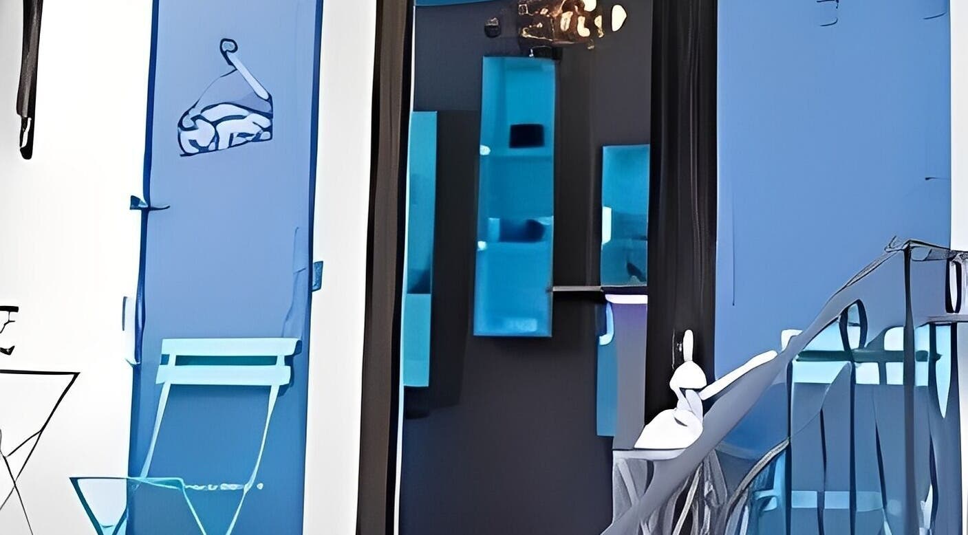 Stylish interior at Centre Thetys Cannes, Le Cannet, Provence-alpes-côte D'azur, FR with modern blue decor.