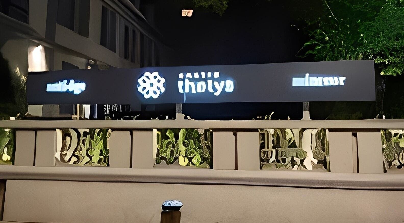 Illuminated Centre Thetys Cannes sign at night in Le Cannet, Provence-alpes-côte D'azur, FR.