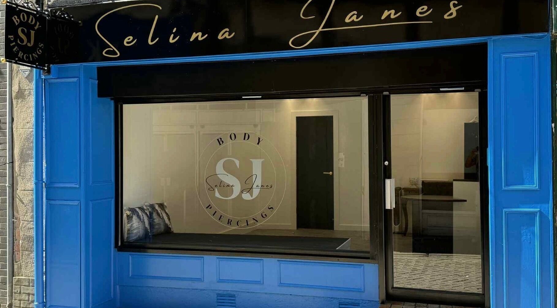 Selina Janes venue frontage in Ayr, Scotland, GB, showcasing elegant blue and black design.