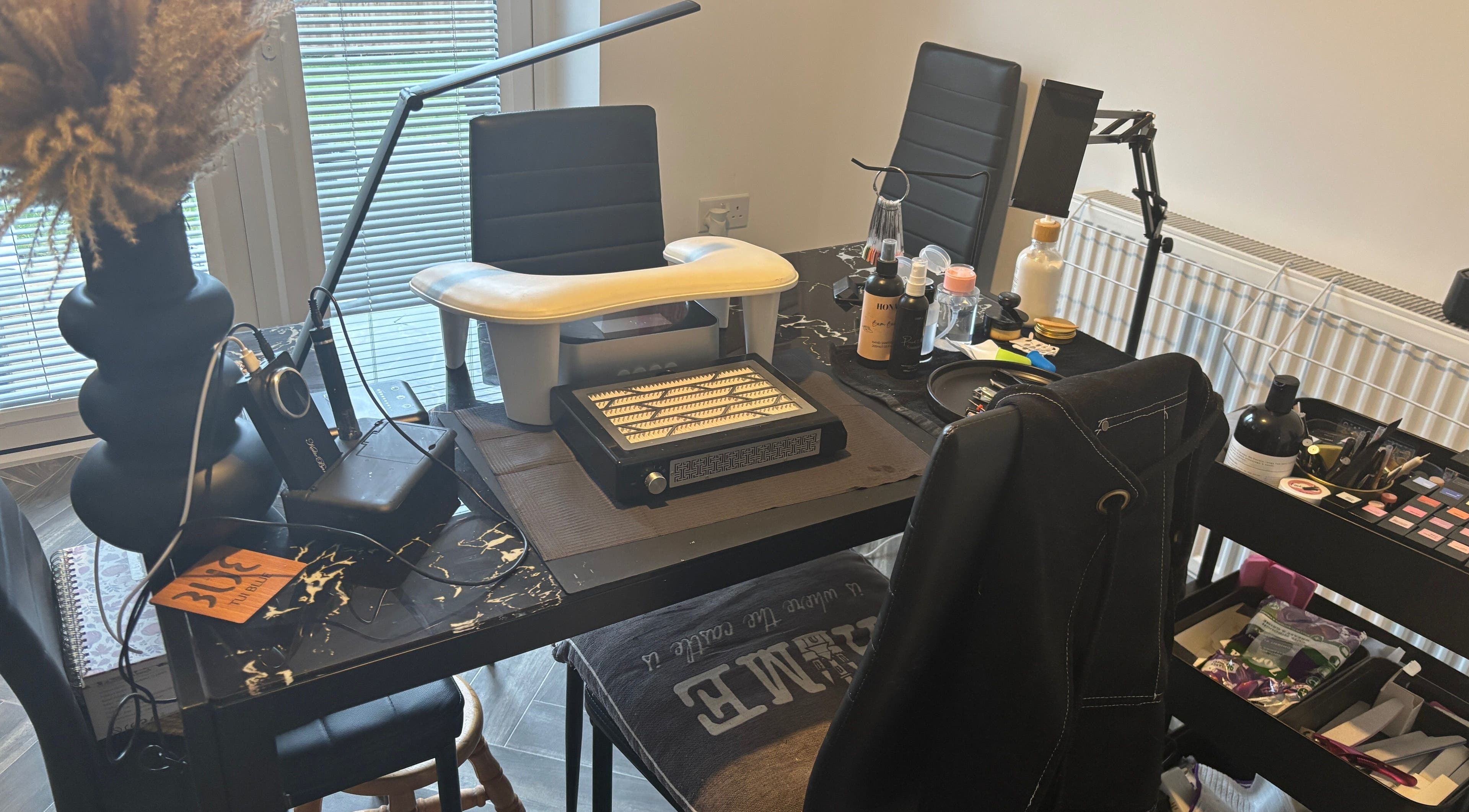 Nail art station at Chantel Marie Nails & Beauty, Micklefield, England, GB, showcasing tools and products.