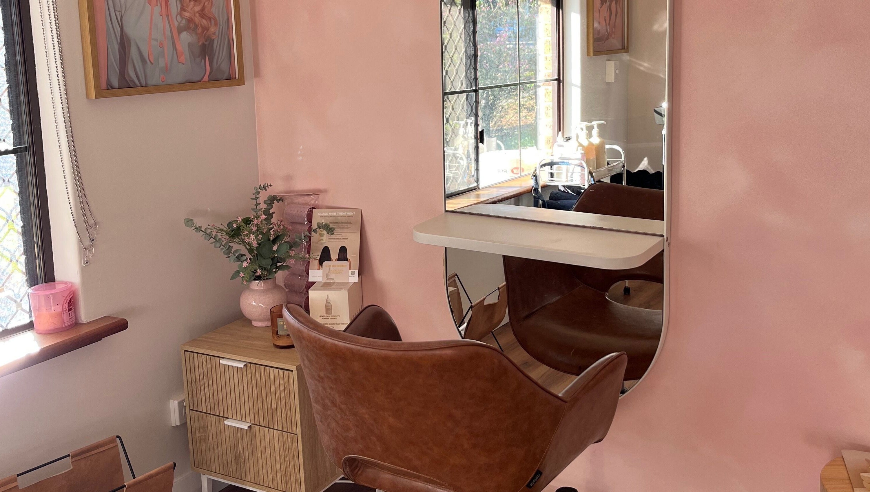 Chic interior of Montana Jo Studio in Gingin, Western Australia, AU with sleek brown chairs and stylish decor.